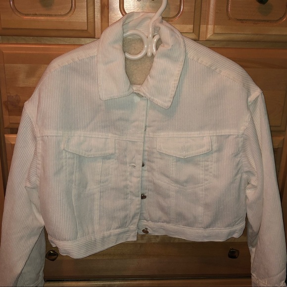 Fluffy cropped white corduroy jacket - Picture 1 of 1